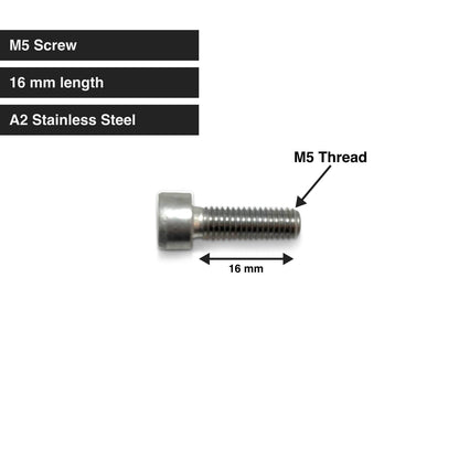 M5 Stainless Steel Socket Head Cap Screw Bike Bottle Cage Pannier Bolt - A2 Stainless Steel - 16 mm Length - M5 Thread