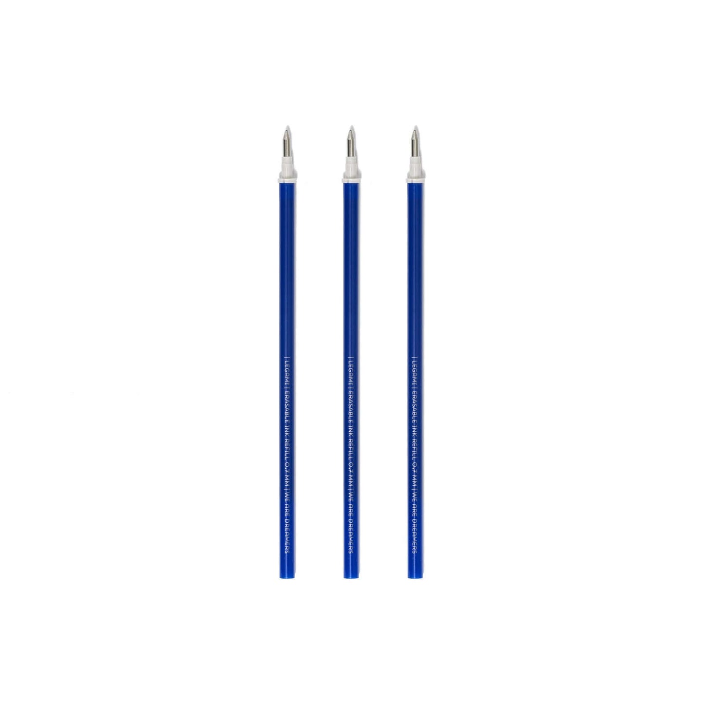 3 Blue Legami Erasable Pen Refills without packaging