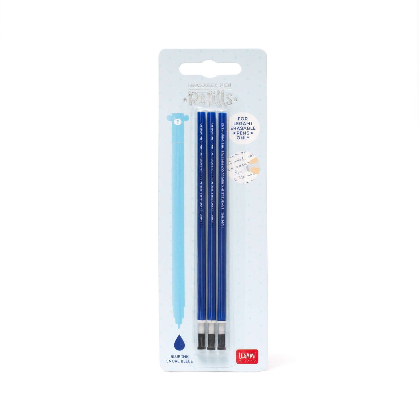 3 Blue Legami Erasable Pen Refills