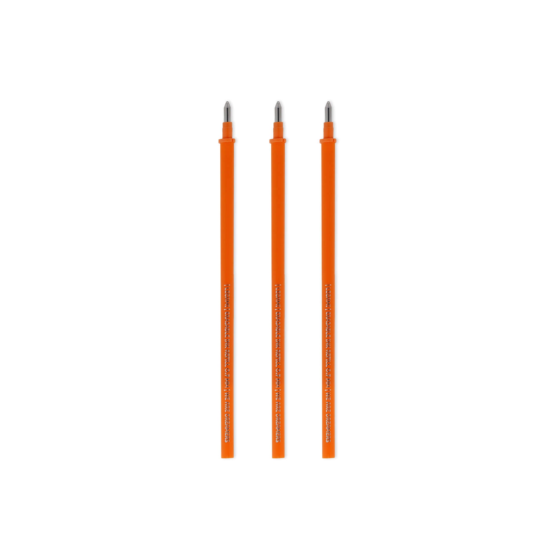 3 Orange Legami Erasable Pen Refills without packaging