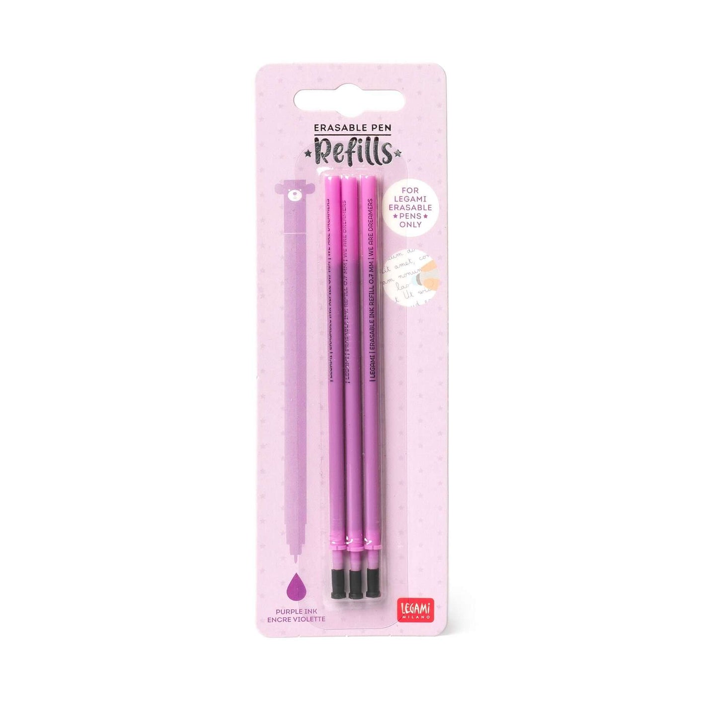 3 Purple Legami Erasable Pen Refills