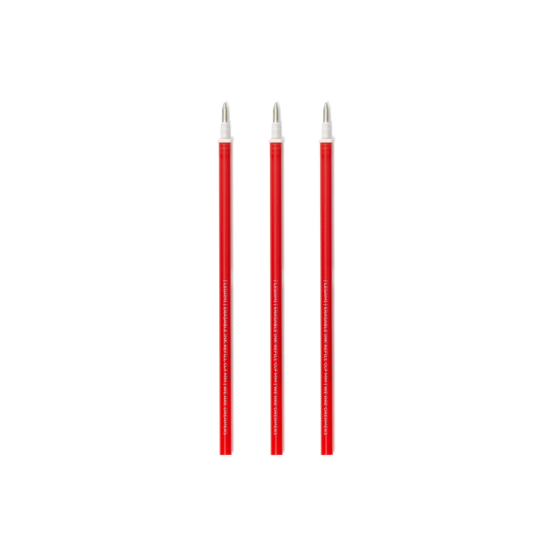 3 Red Legami Erasable Pen Refills without packaging