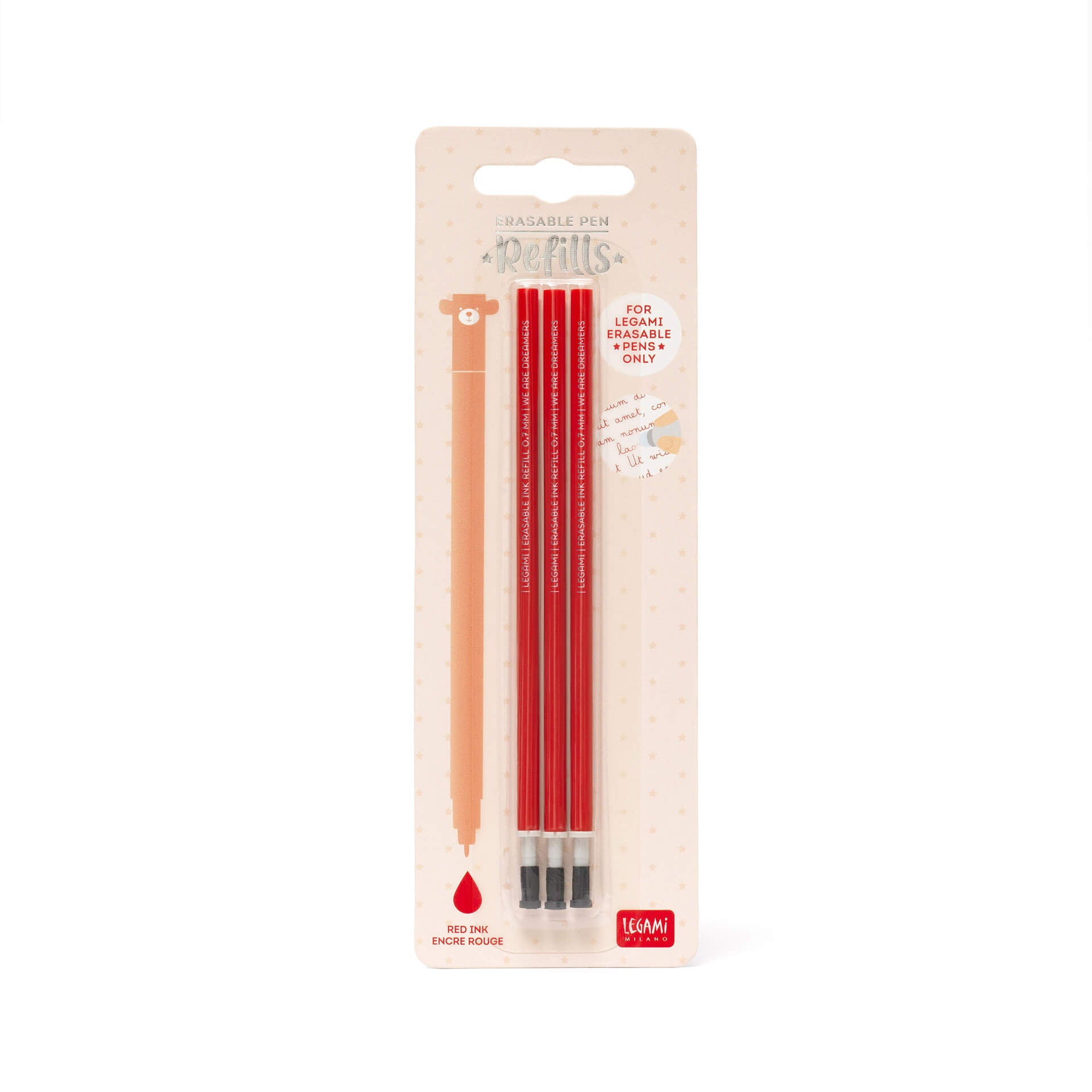 3 Red Legami Erasable Pen Refills